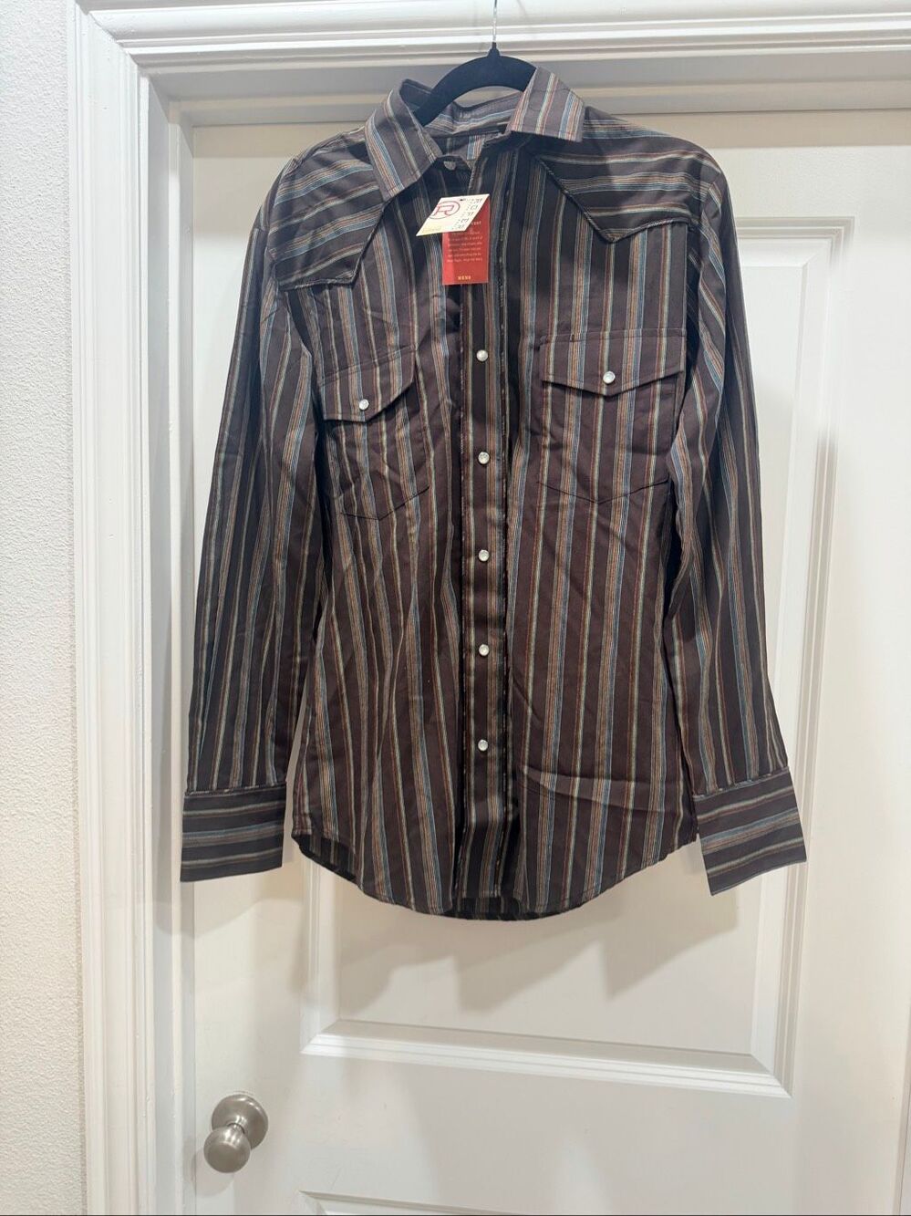 ROPER Men's Brown Stripe Long Sleeve Pearl Snap Western Shirt Size Small New